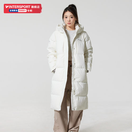 Discovery探索长款羽绒服女款2025冬季户外保暖休闲连帽羽绒外套