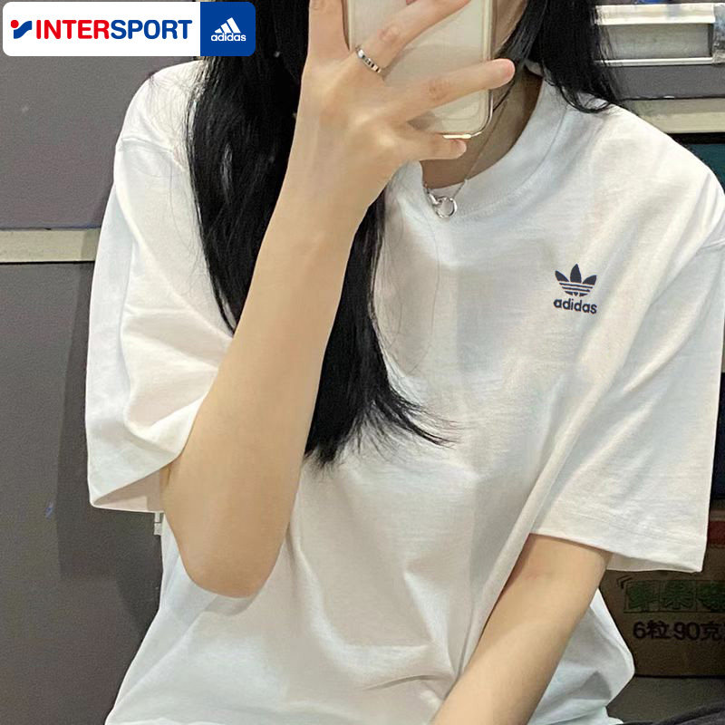 阿迪达斯三叶草短袖男装2026冬季新款白色休闲半袖男士纯棉T恤衫