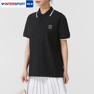 运动T恤 MLB官方男女情侣钻石老花浮雕提花时尚 短袖 POLO衫 2025夏季