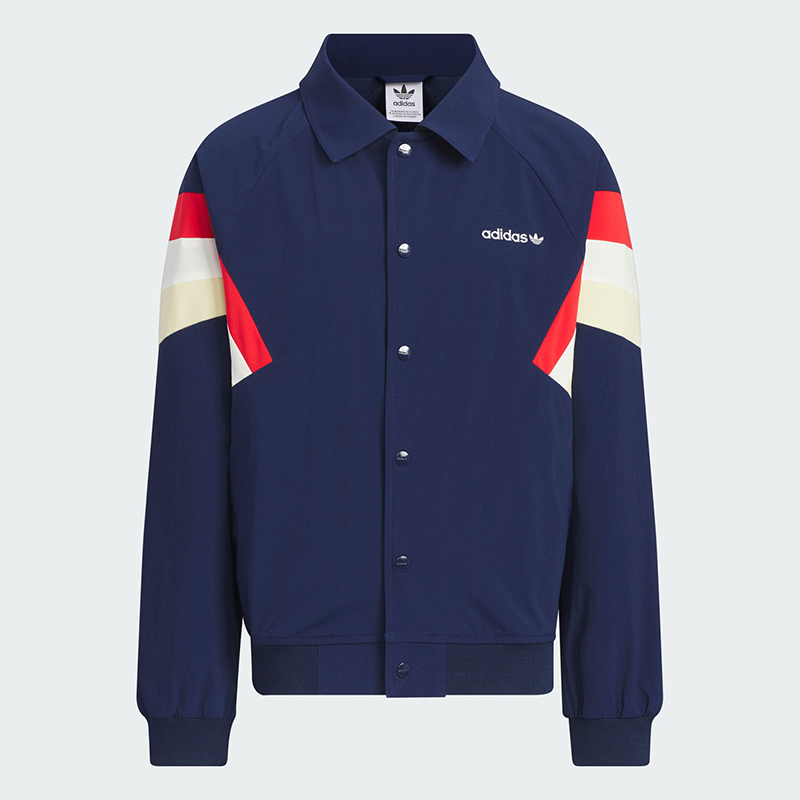 阿迪达斯外套25冬季童装复古撞色翻领运动夹克男童女童上衣JM4669