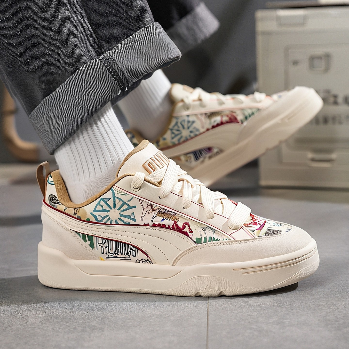 PUMA彪马涂鸦板鞋男女鞋2025冬季新款运动鞋情侣休闲面包鞋405258,运动鞋new,运动休闲鞋,淘宝优惠券,粉丝福利购,淘宝优惠卷