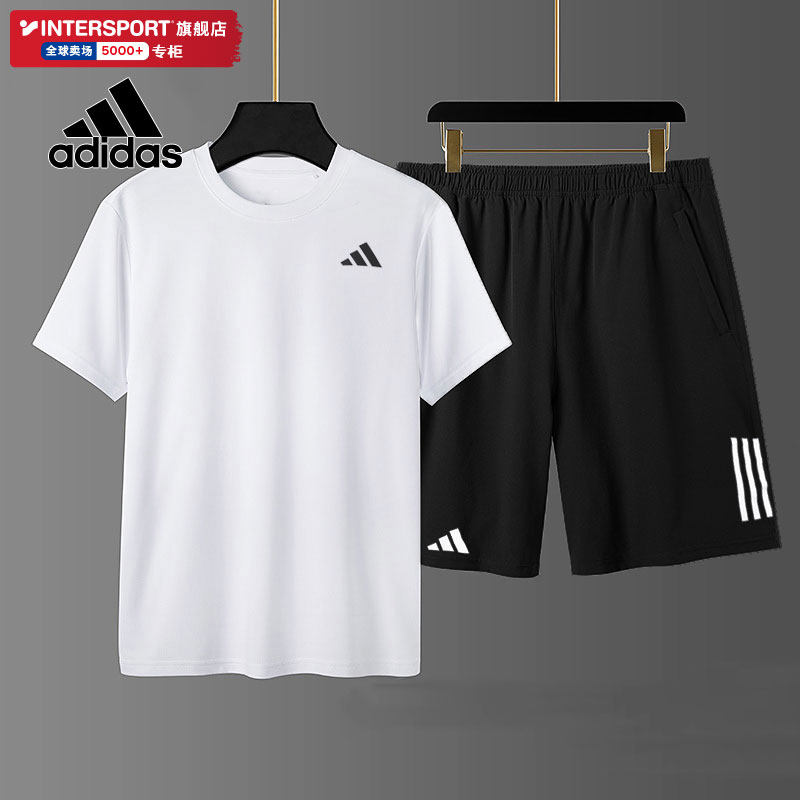 阿迪达斯运动套装男士短袖t恤短裤夏季跑步训练服健身衣运动服