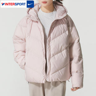 保暖棉羽短款 Nike耐克官方正品 新款 粉色羽绒服冬季 连帽外套 女款