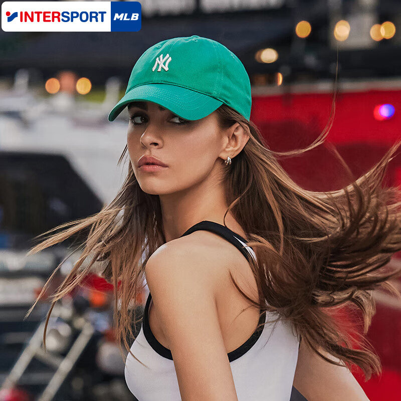 MLB官方NY鸭舌帽男帽女帽秋季新款遮阳帽户外休闲帽子绿色棒球帽