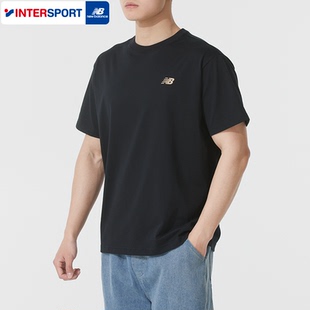 男2025夏季 NEW BALANCE NB短袖 黑色寬松透氣運動休閑透氣T恤半袖