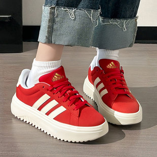 阿迪达斯新年款女鞋红色板鞋CNY马年运动鞋厚底休闲鞋正品KJ2065