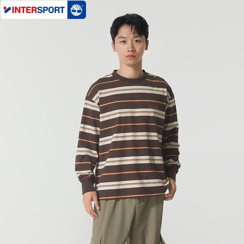Timberland添柏岚官方长袖条纹T恤男新款舒适透气宽松套头衫A5RSM