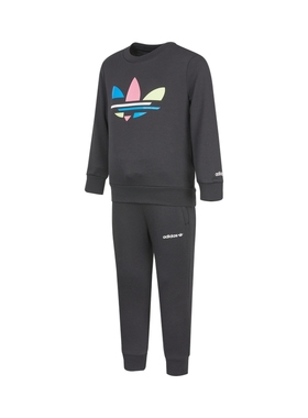 adidas阿迪达斯三叶草男童两件套印花卫衣长裤休闲运动套装H25294