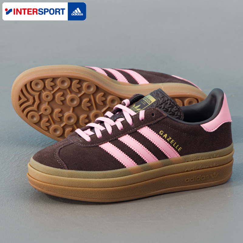 adidas阿迪达斯三叶草德训鞋T头鞋女鞋秋冬GAZELLE厚底板鞋IH6786