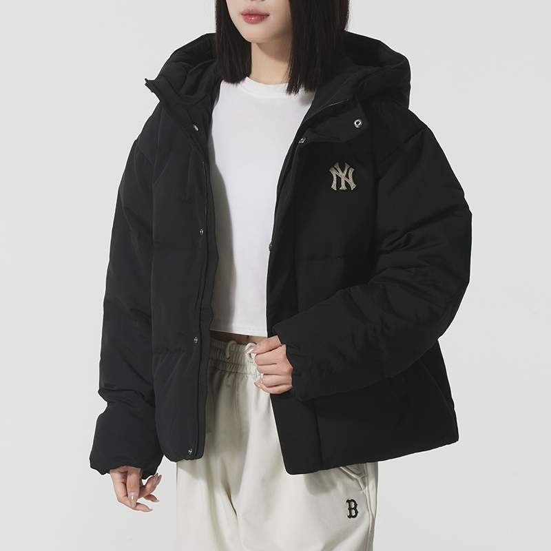 MLB羽绒服男款女款2025新款秋季NY标连帽保暖运动服外套3ADJV0356