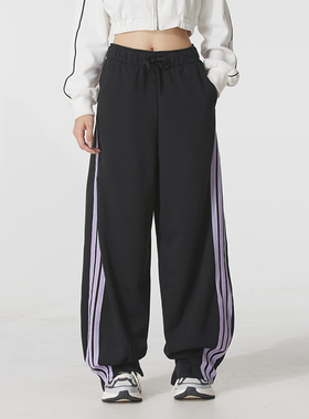 阿迪达斯官网女裤2025冬季针织运动裤休闲裤宽松阔腿裤长裤KF4936