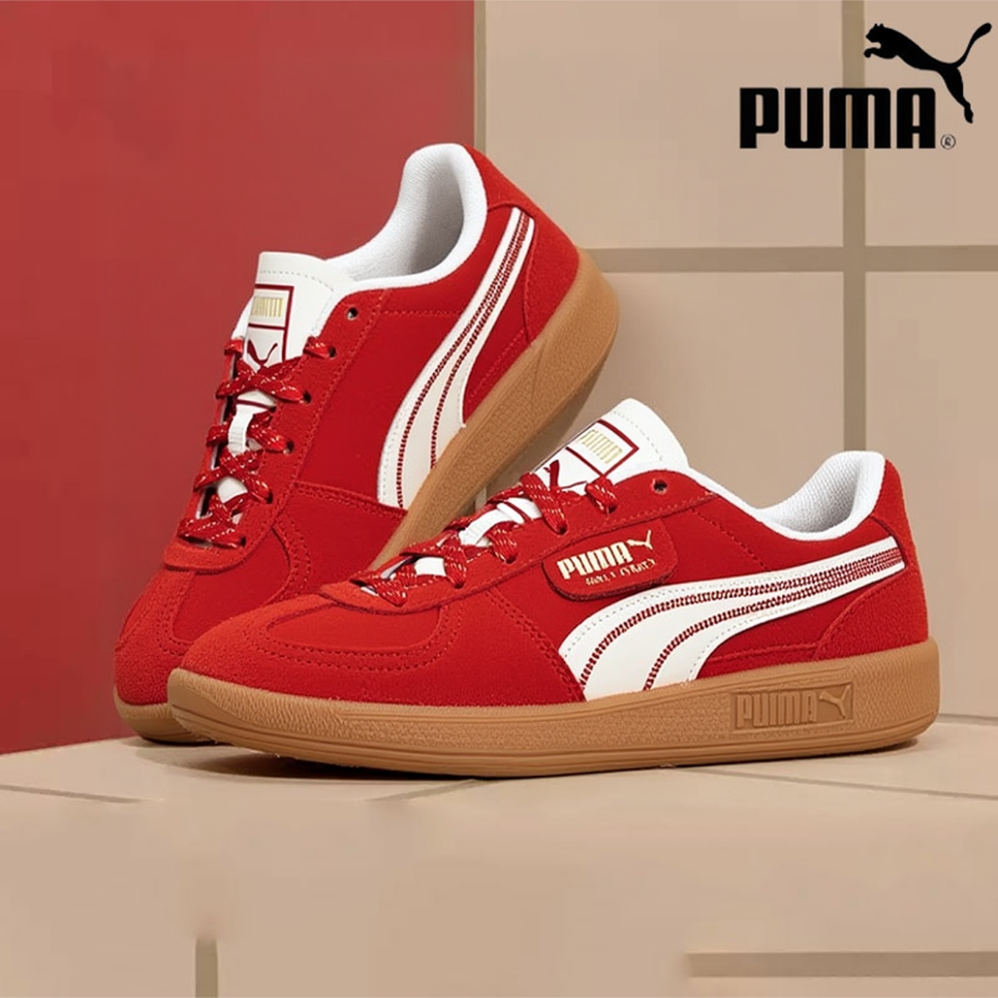 PUMA彪马德训鞋男鞋女鞋冬季新款订婚鞋本命年红色运动休闲鞋板鞋