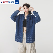 MLB牛仔衬衫情侣外套男女25秋季NY渐变老花满印运动夹克3ADRM0754