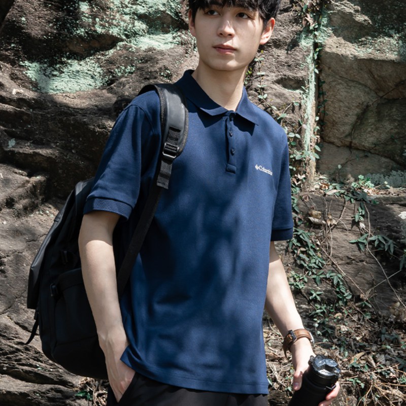 哥伦比亚POLO男2025冬季新款宽松T恤户外速干运动透气短袖AE3119