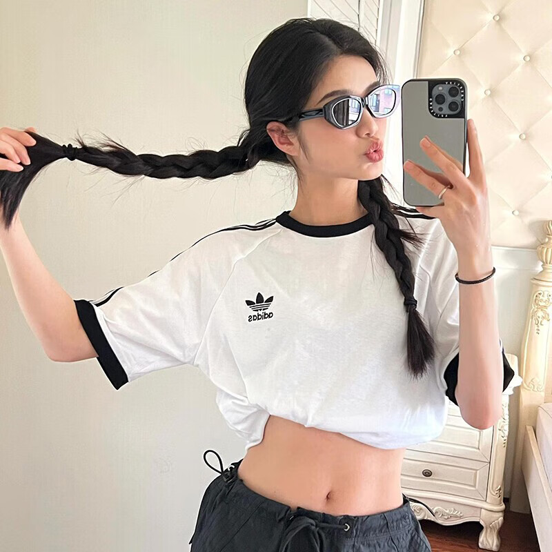 阿迪达斯三叶草三条纹短袖男女装2025冬季新款运动半袖t恤KB2460