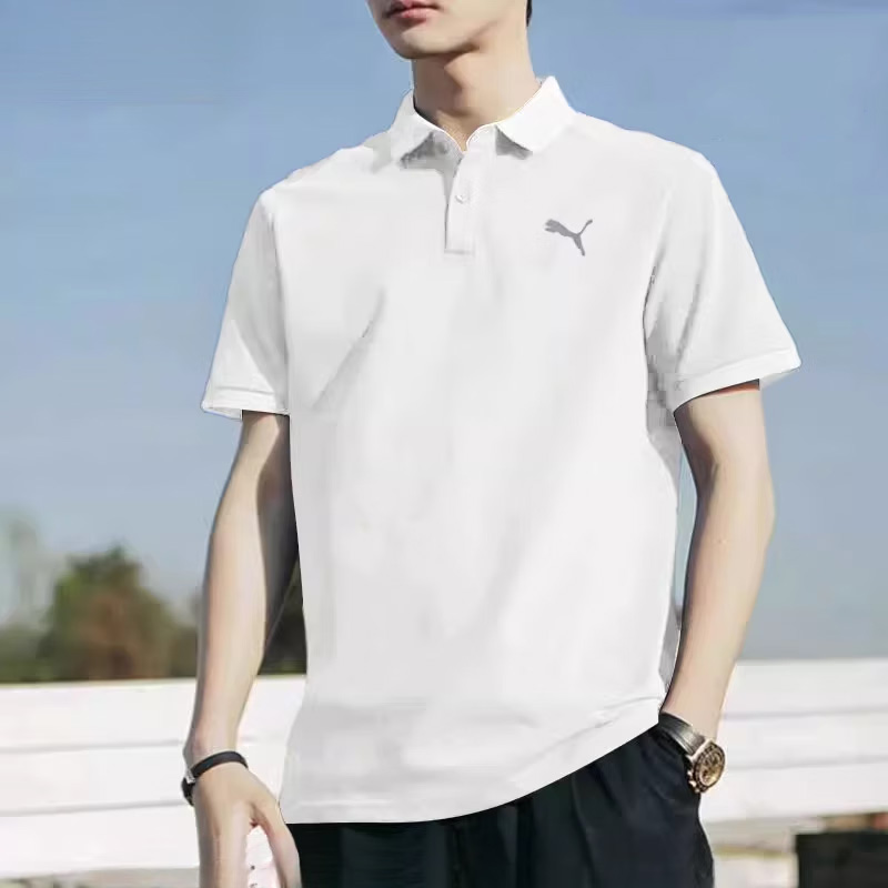 PUMA彪马POLO衫男装25冬季新款宽松休闲运动上衣透气白色短袖T恤