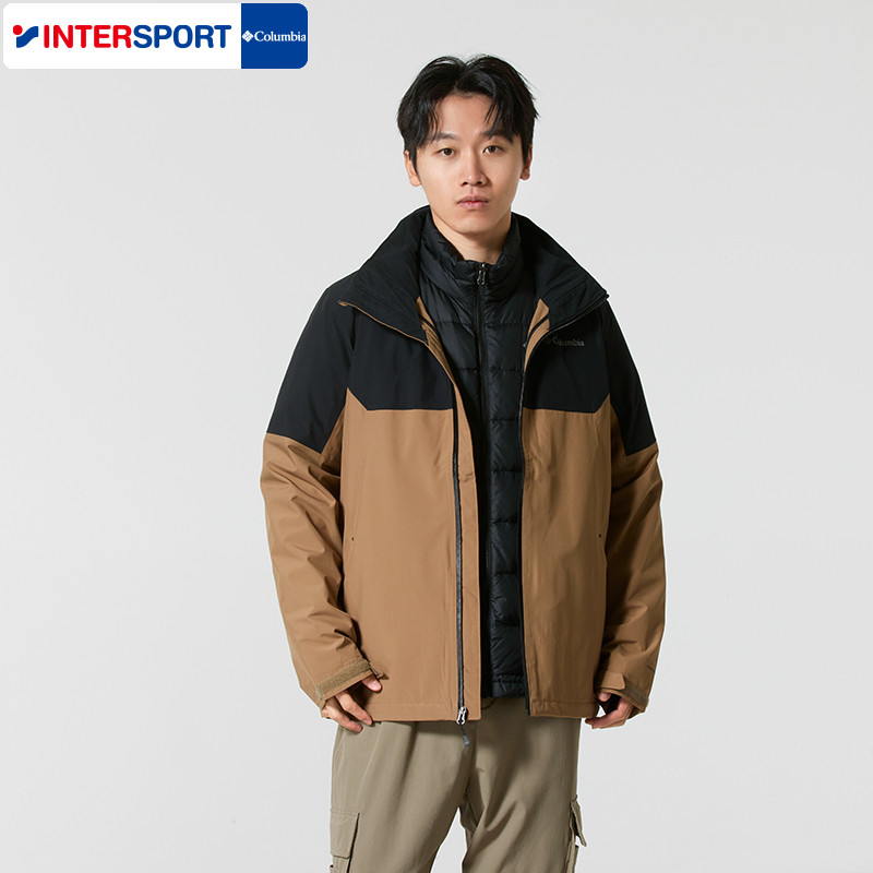 哥伦比亚男士冲锋衣冬季新款三合一羽绒内胆防风防水户外登山外套