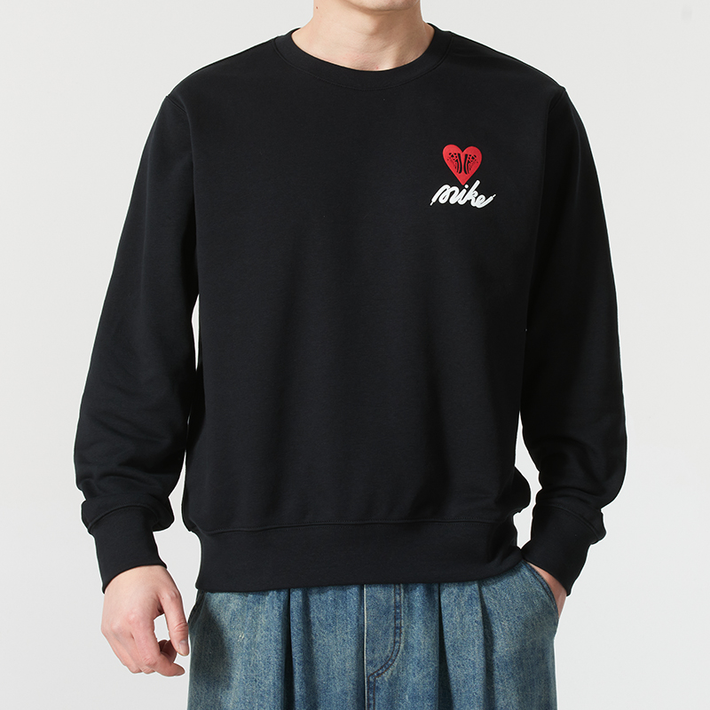 Nike耐克官方黑色卫衣男装2025冬季新款运动服圆领套头衫IB8233