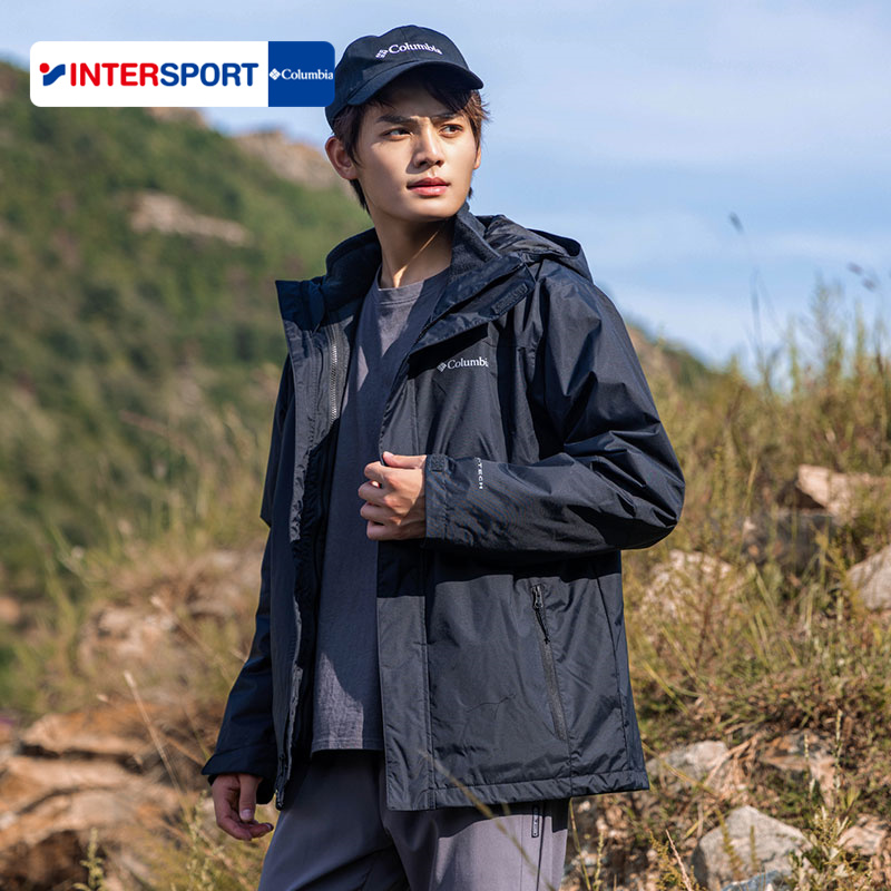 哥伦比亚冲锋衣三合一夹克男士摇粒绒宽松防风抓绒内胆外套WE3321