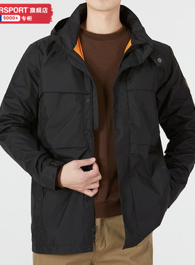 添柏岚外套男2025冬季新款户外休闲黑色梭织连帽运动夹克A62FH001