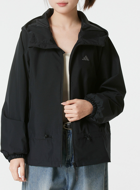 阿迪达斯外套女装新款运动服宽松休闲防风户外梭织连帽夹克KS2807