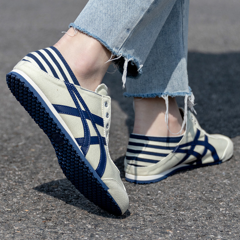 Onitsuka Tiger鬼冢虎经典藏青色男女鞋休闲鞋一脚蹬穿脱薄底鞋