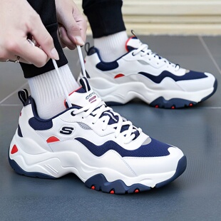 斯凯奇男鞋春季新款运动鞋官方正品休闲鞋增高熊猫鞋男款老爹鞋子