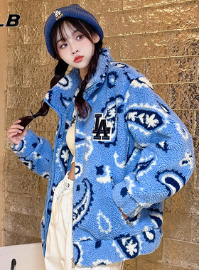 MLB官方摇粒绒运动外套男女装2025秋季新款宽松保暖夹克3AFDB0326