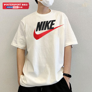 夏季 半截袖 新款 短袖 圆领宽松运动服体恤 男士 Nike耐克白色T恤男装