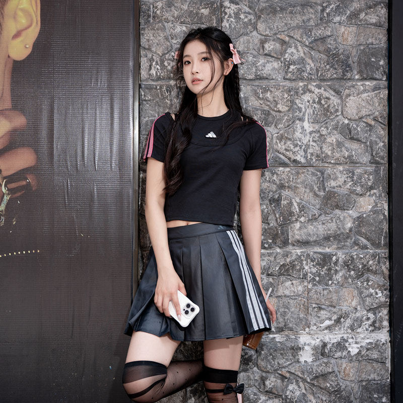 茵特丨阿迪达斯时尚套装女款夏季假两件短袖T恤短裙半身裙两件套