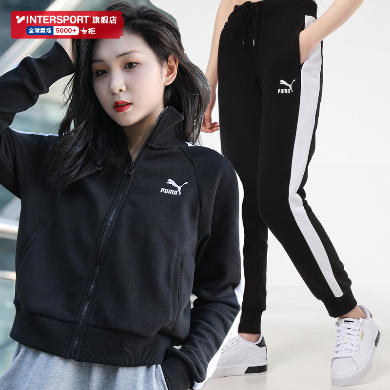 푸마 푸마 스포츠 정장 여성 2024 가을 뉴 스탠드 칼라 자켓 방풍 자켓 T7 작은 발 바지 캐주얼 바지
