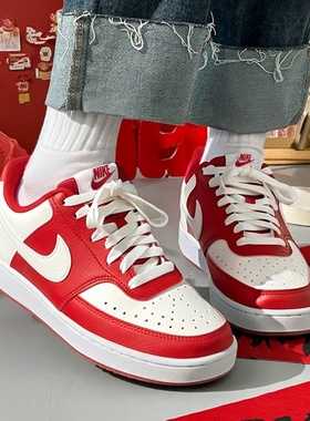 NIKE耐克大童女鞋2025冬季新款运动鞋红色court休闲鞋板鞋DH3158