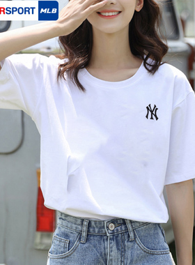 MLB官方 白色短款短袖男女2025秋季新款运动T恤情侣宽松半袖TSB02