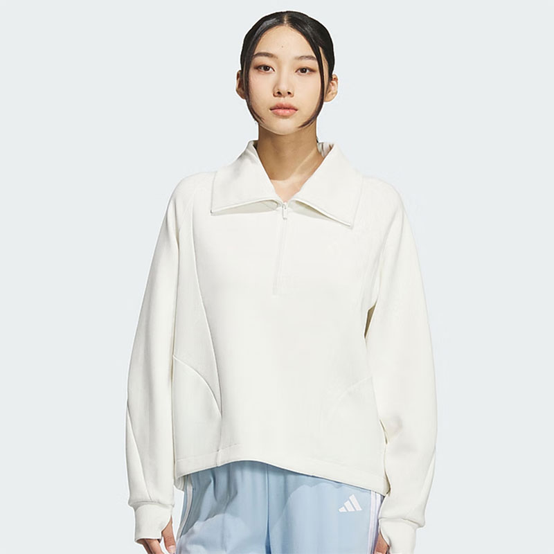 阿迪达斯卫衣外套女2025秋季新款运动服半拉链套头衫宽松休闲上衣
