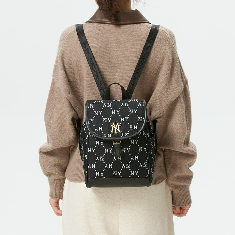 MLB儿童官方男女童复古可调节背带钻石老花双肩包2026春新款背包