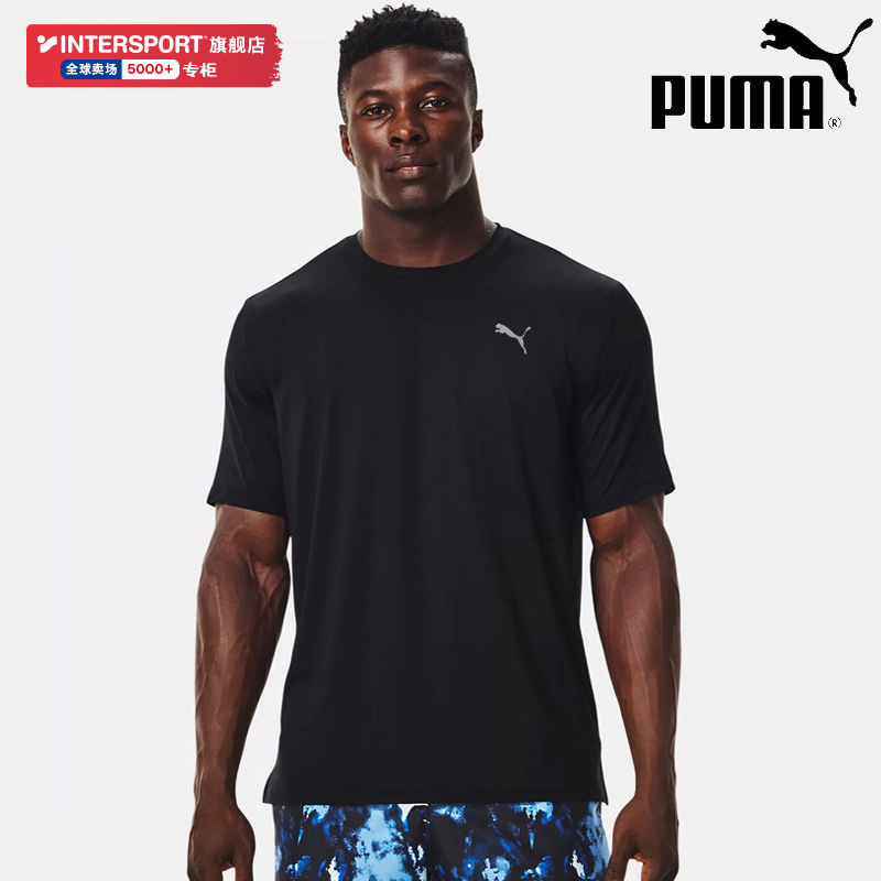 PUMA彪马黑色速干短袖男2025冬季新款快干健身衣圆领透气运动T恤