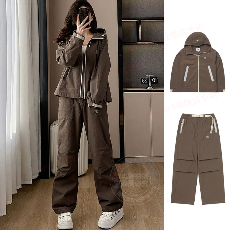 MLB运动套装女款2025秋季宽松防风运动外套时尚两件套直筒裤夹克