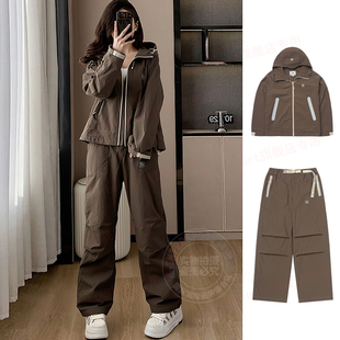 两件套直筒裤 MLB运动套装 宽松防风运动外套时尚 2025秋季 夹克 女款