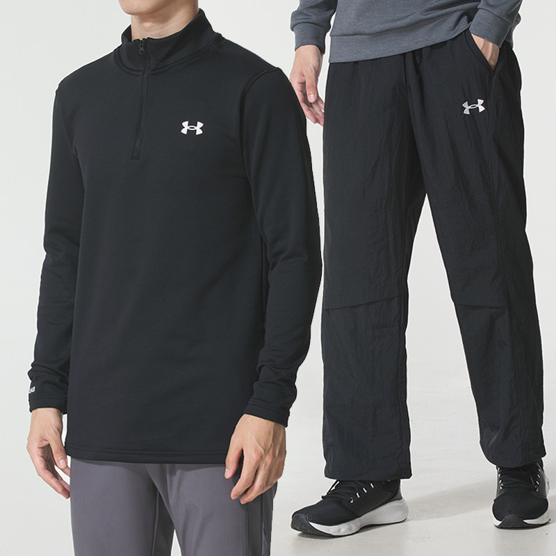 安德玛健身套装加绒长袖T恤男士跑步运动服半拉链套头衫直筒长裤,运动服/休闲服装,运动套装,淘宝优惠券,粉丝福利购,淘宝优惠卷