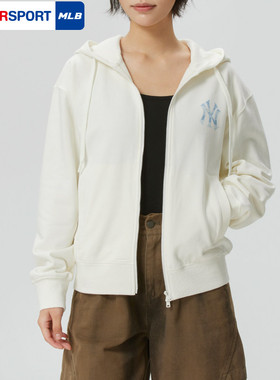 MLB官方男女同款仿牛仔老花夹克26春季新款跑步针织连帽外套TRM02