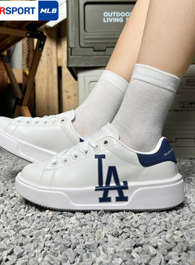 MLB男女情侣运动厚底板鞋秋季新款增高小白鞋皮质休闲鞋3ASXCCB3N