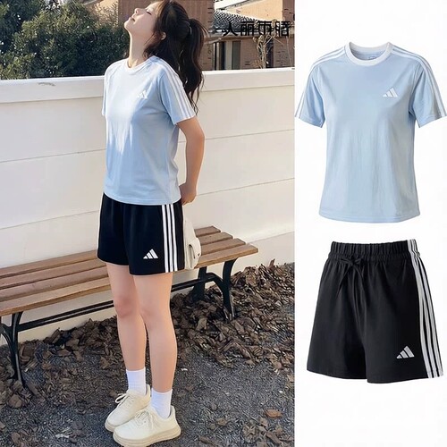 阿迪达斯女夏季透气运动套装
