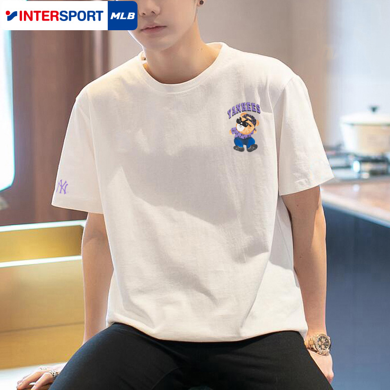 MLB官网皱眉熊T恤男2025秋季新款女短袖宽松运动服半袖3ATSE0243