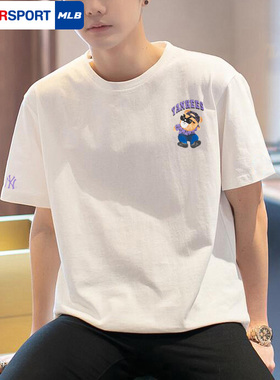 MLB官网皱眉熊T恤男2025秋季新款女短袖宽松运动服半袖3ATSE0243