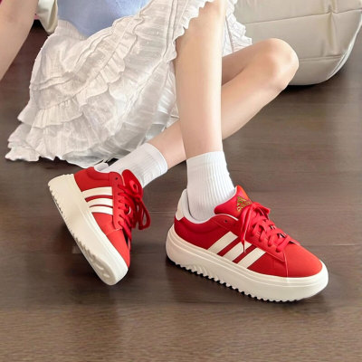Adidas阿迪达斯女鞋官方旗店CNY新年款红色板鞋厚底休闲鞋KJ2065