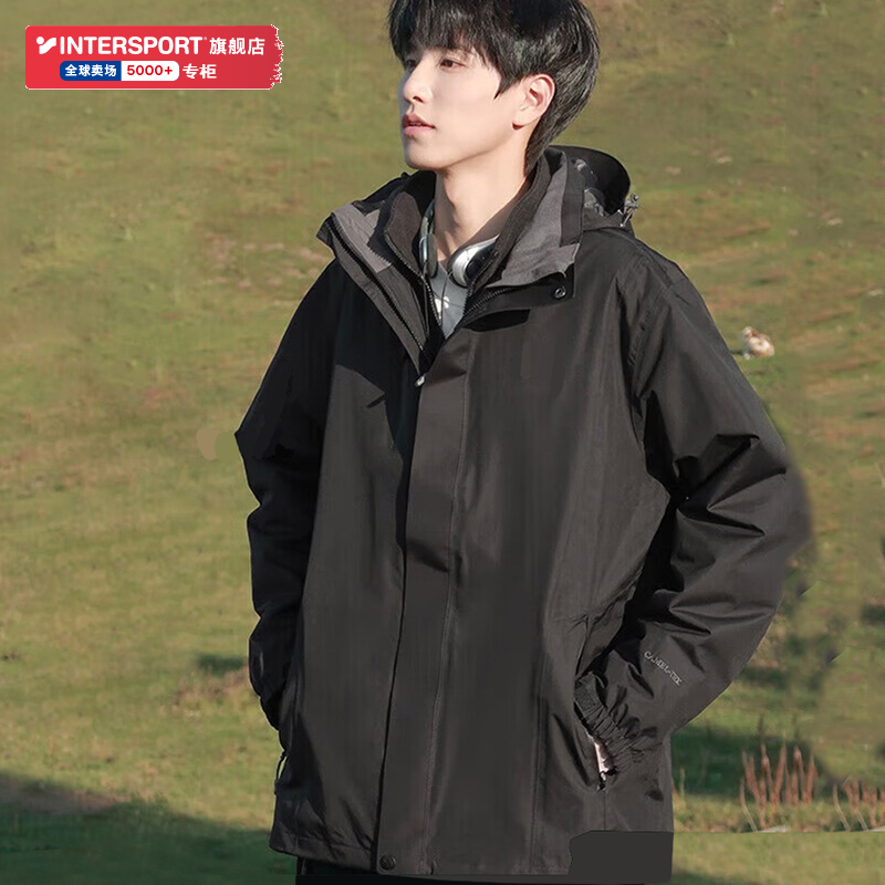 蓝步冲锋衣男装春季新款运动夹克摇粒绒内胆户外三合一休闲外套