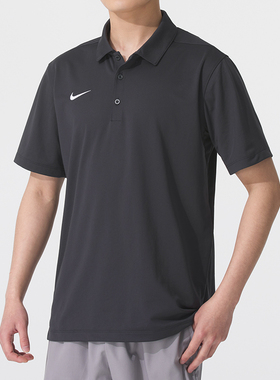 Nike耐克官方定制DRI-FIT男子速干翻领T恤深灰色POLOS针织