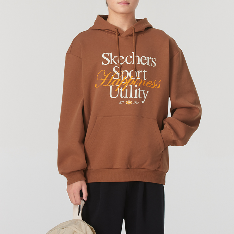 斯凯奇卫衣男女同款25冬季新款针织运动服休闲连帽套头衫L324U022