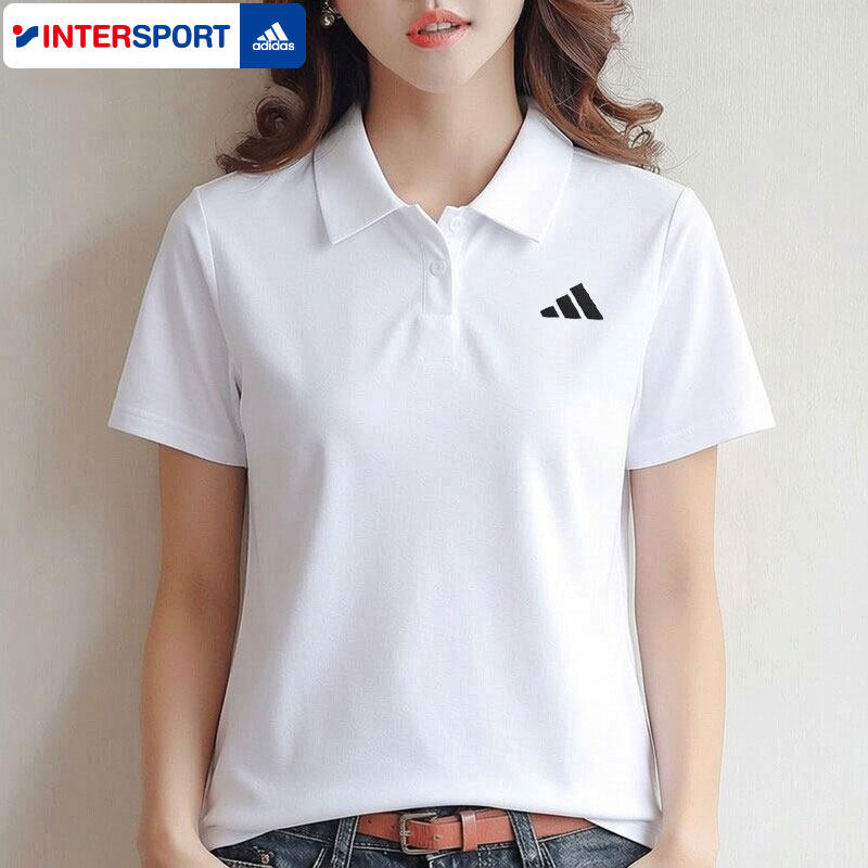 阿迪达斯短袖POLO衫女装夏季新款翻领网球运动服白色半袖速干T恤