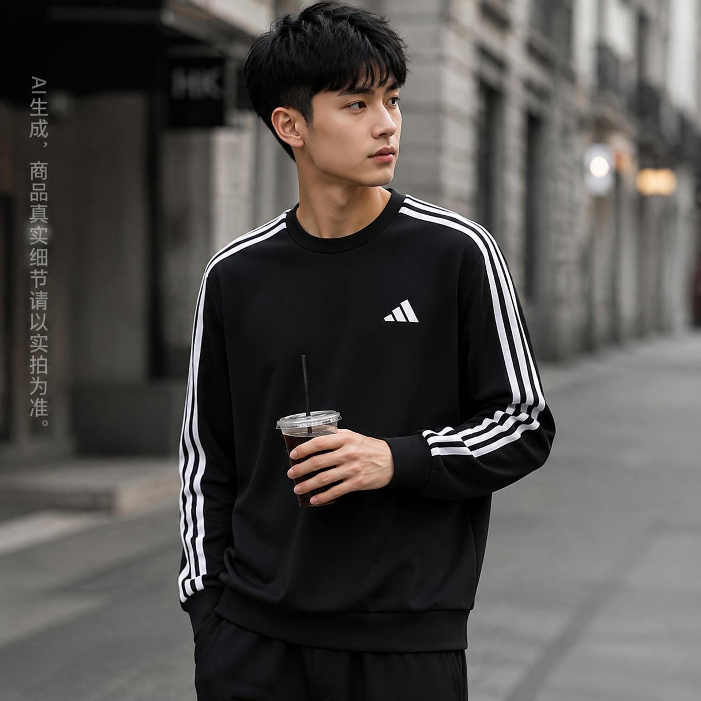 茵特丨阿迪达斯男装运动服春秋圆领套头卫衣居家休闲城市出行上衣